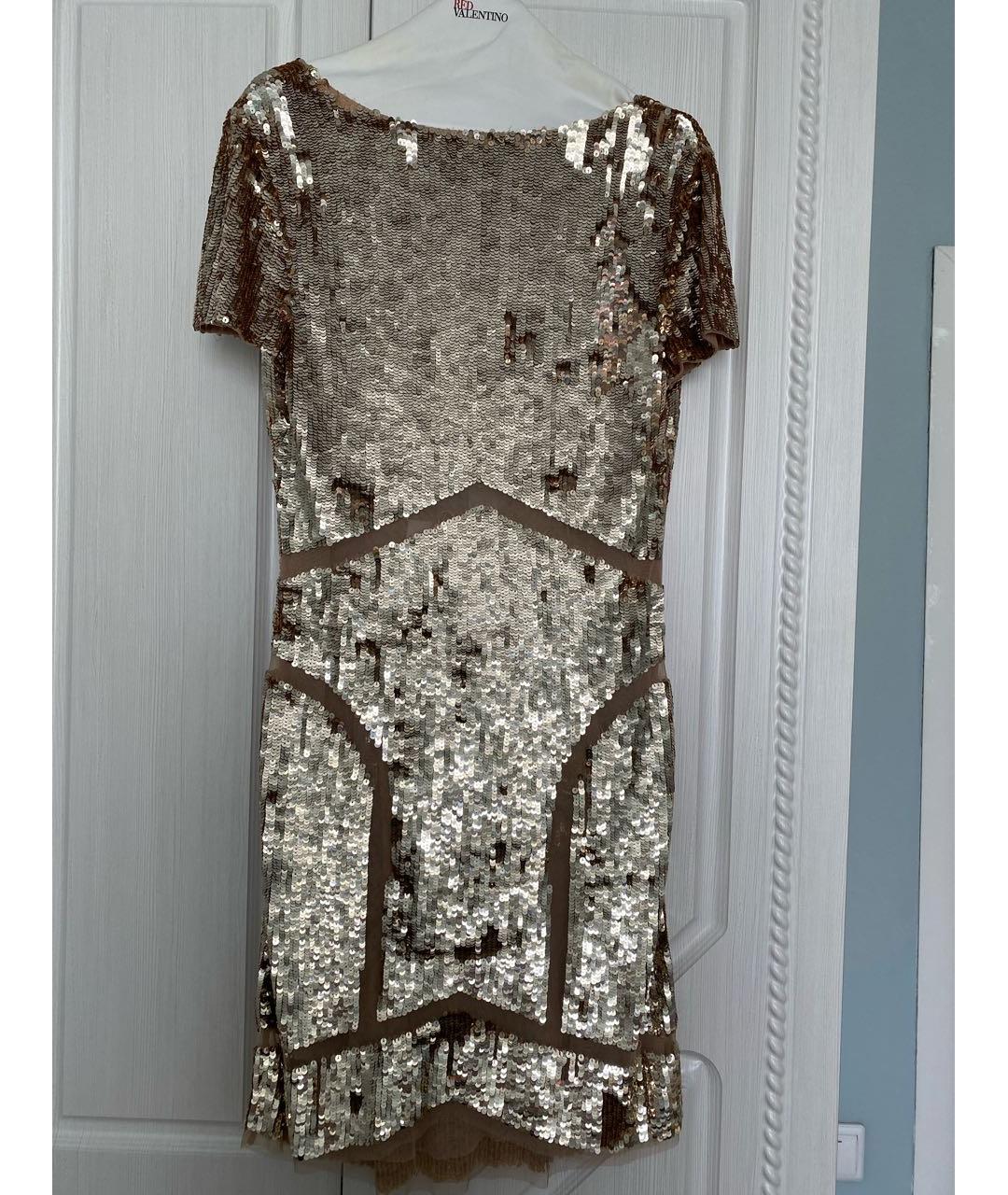 ELISABETTA FRANCHI Золотое полиамидовое вечернее платье, фото 8