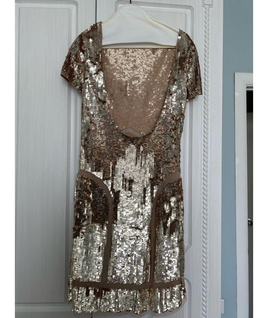 ELISABETTA FRANCHI Золотое полиамидовое вечернее платье, фото 2