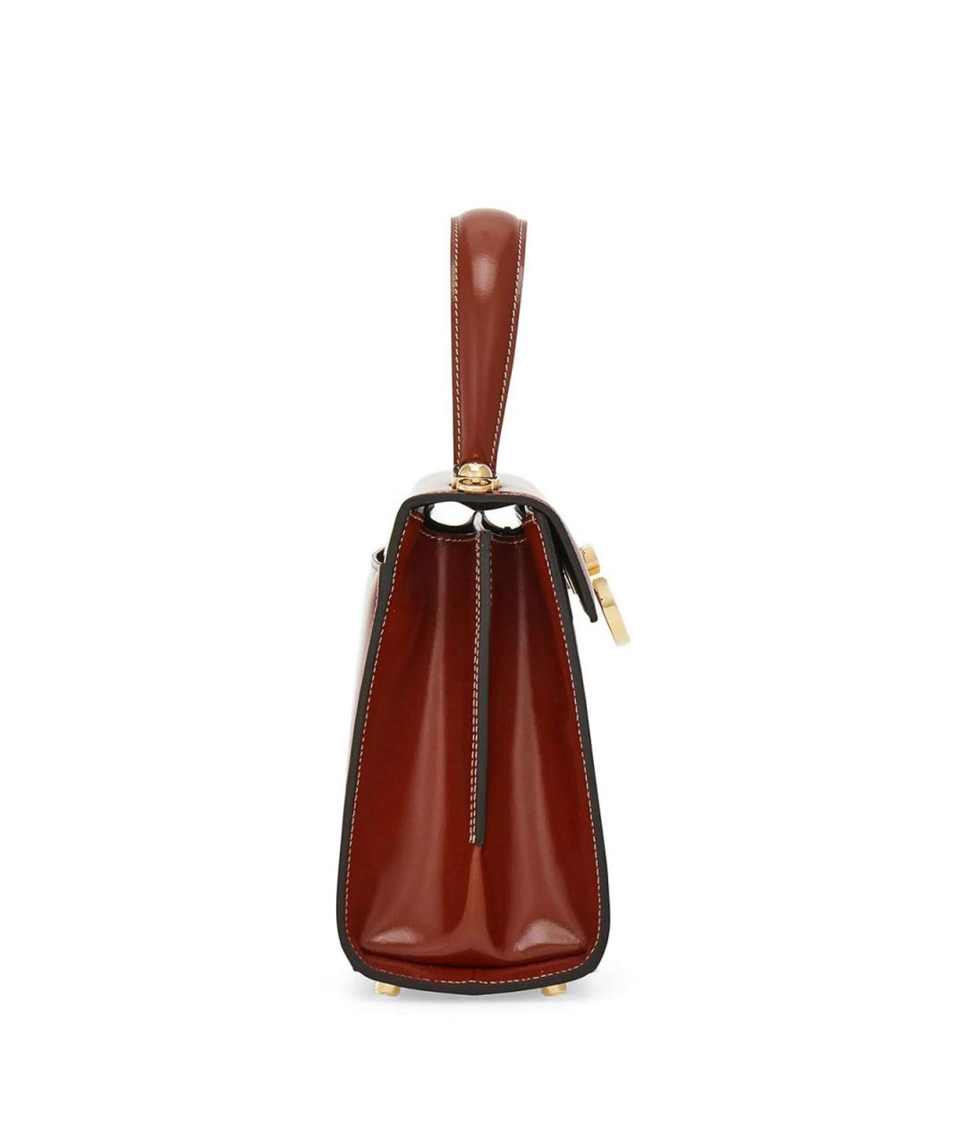FERRAGAMO Коричневая кожаная сумка с короткими ручками, фото 3