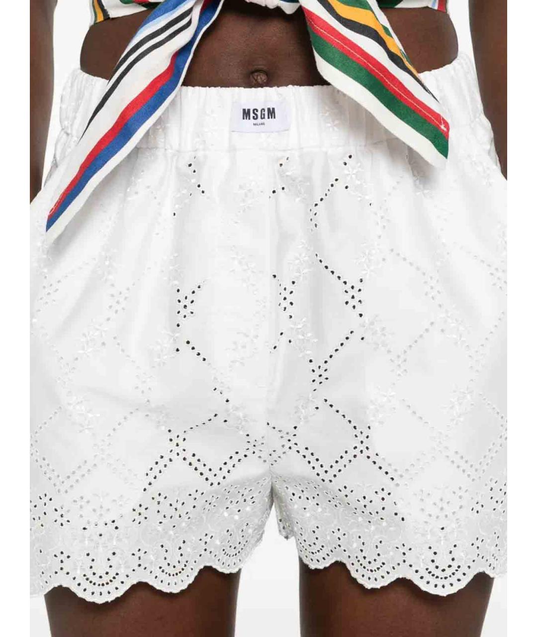 MSGM Белые хлопковые шорты, фото 5
