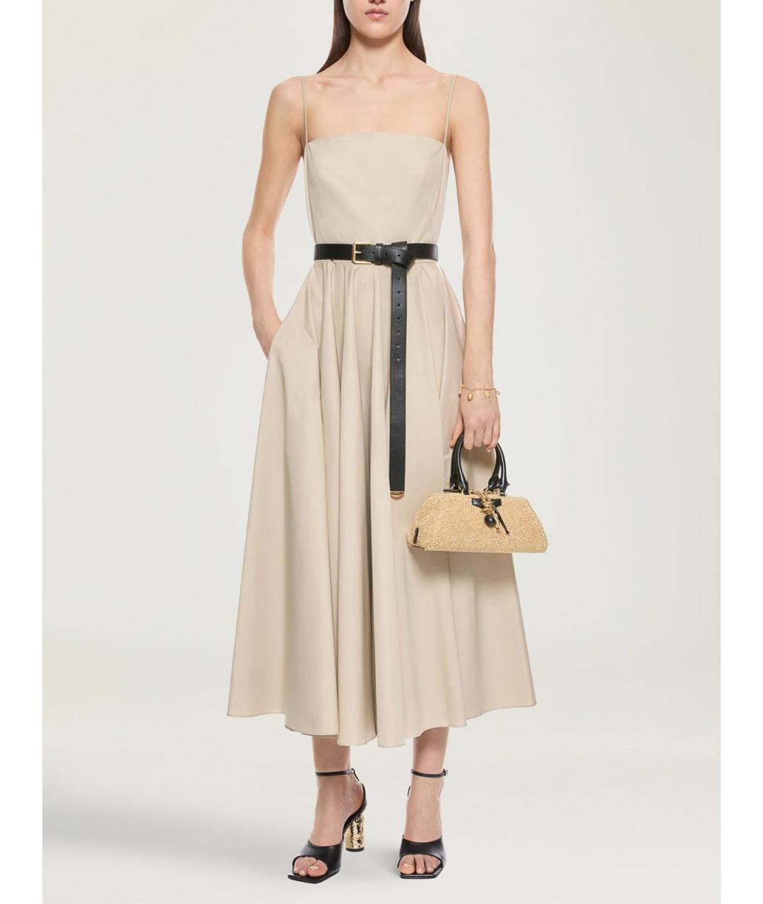 GIVENCHY Бежевое хлопковое коктейльное платье, фото 2