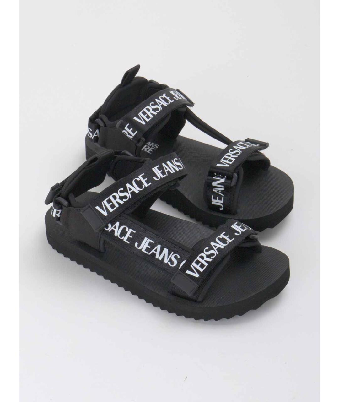 VERSACE JEANS COUTURE Черные текстильные сандалии, фото 2