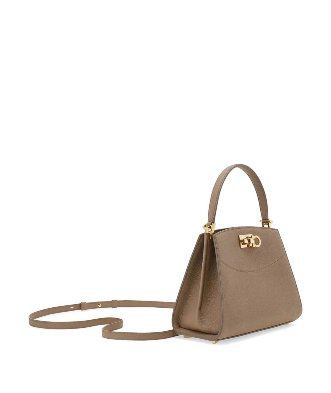 FERRAGAMO Бежевая кожаная сумка тоут, фото 3
