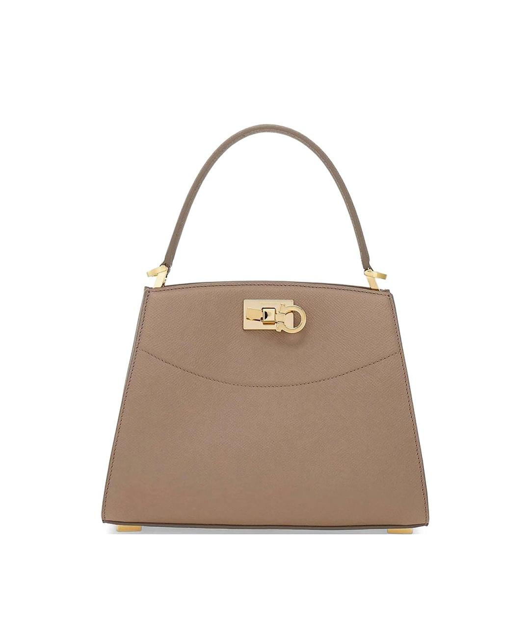 FERRAGAMO Бежевая кожаная сумка тоут, фото 1