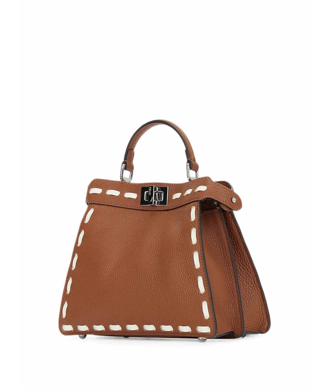 FENDI Коричневая кожаная сумка тоут, фото 2