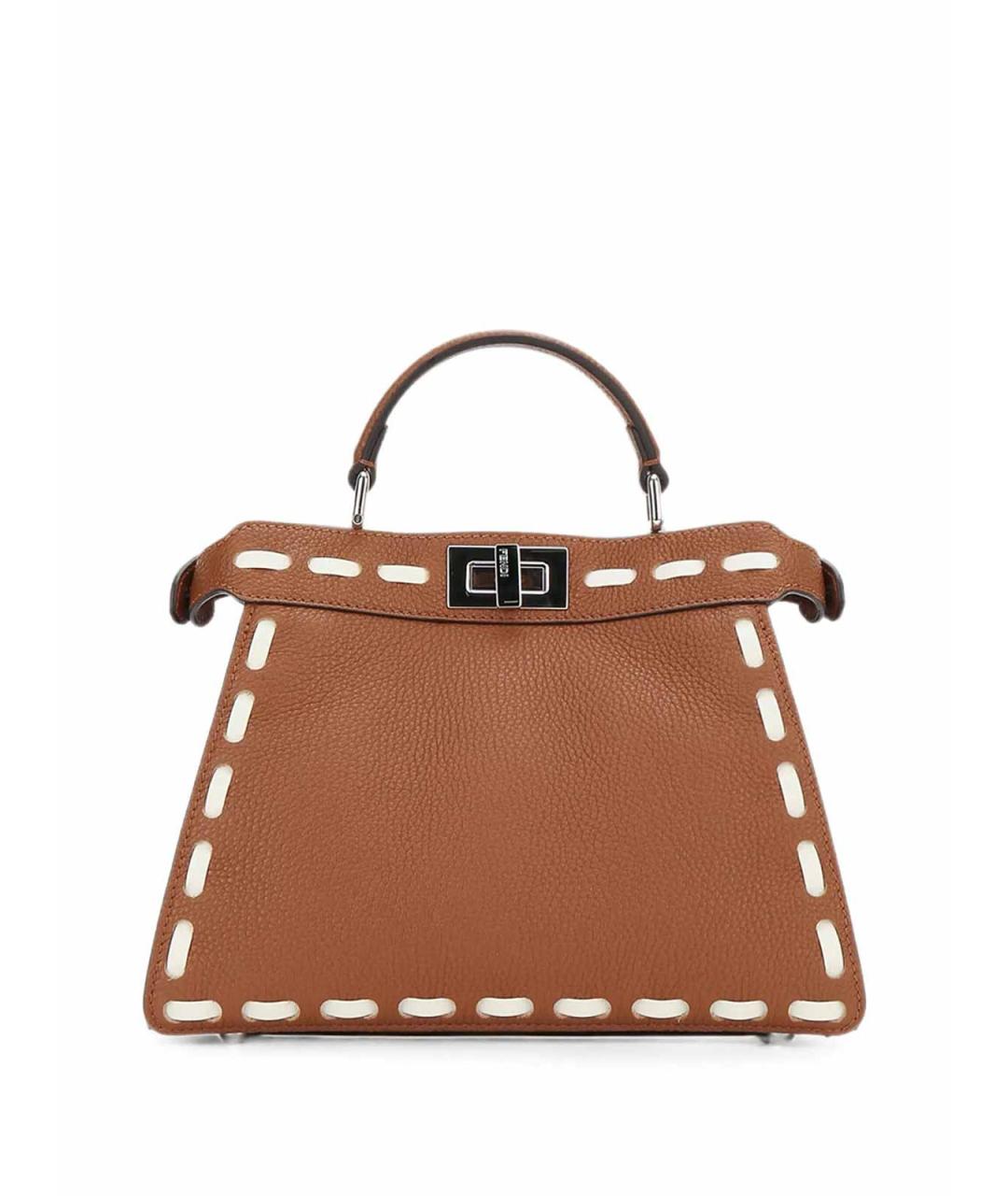 FENDI Коричневая кожаная сумка тоут, фото 3