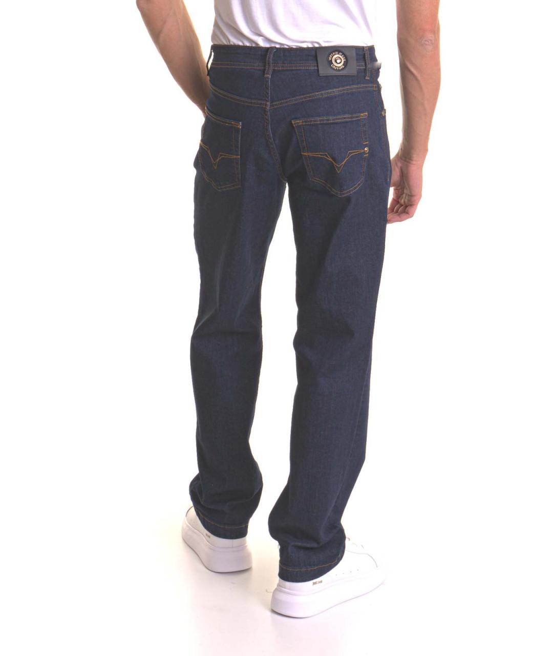 VERSACE JEANS COUTURE Синие хлопковые прямые джинсы, фото 4