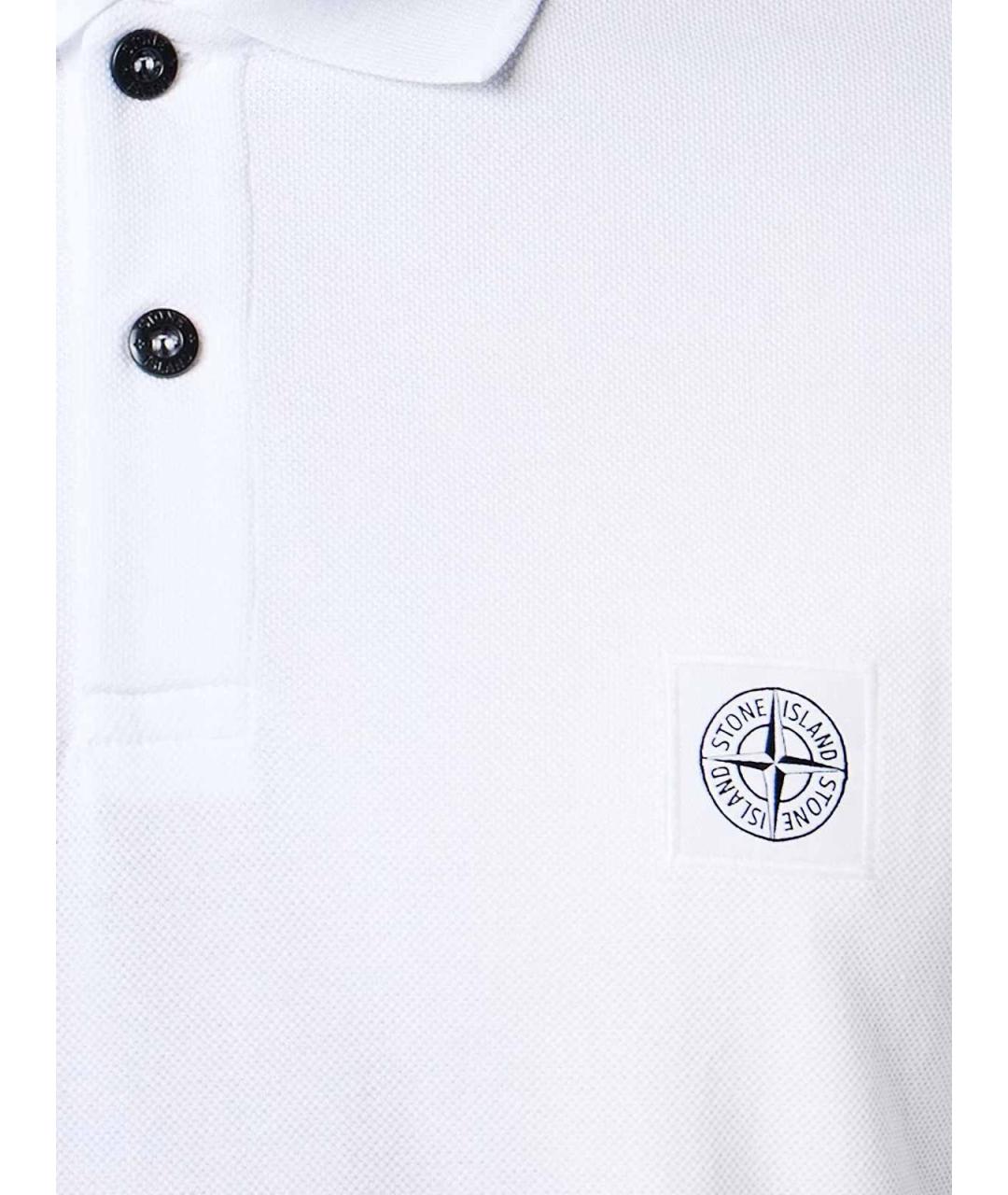 STONE ISLAND Белое хлопковое поло с коротким рукавом, фото 3