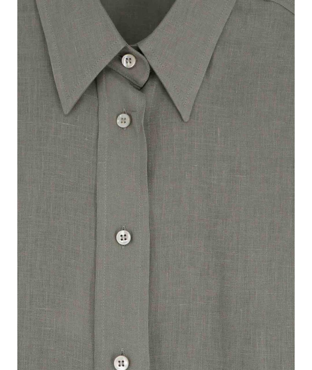 BRUNELLO CUCINELLI Коричневая льняная рубашка, фото 3
