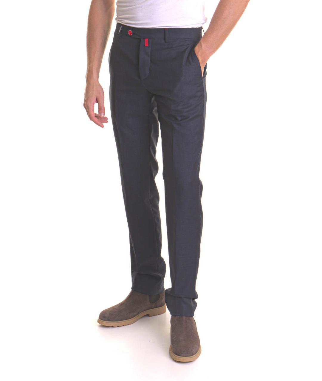 KITON Синие шерстяные повседневные брюки, фото 3