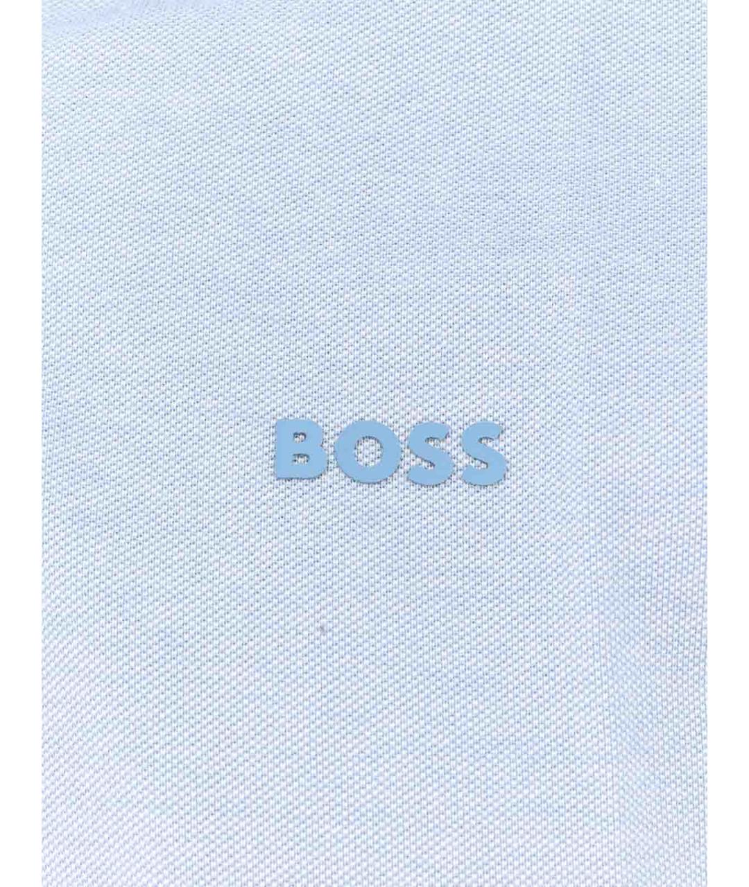 HUGO BOSS Голубое хлопковое поло с коротким рукавом, фото 3