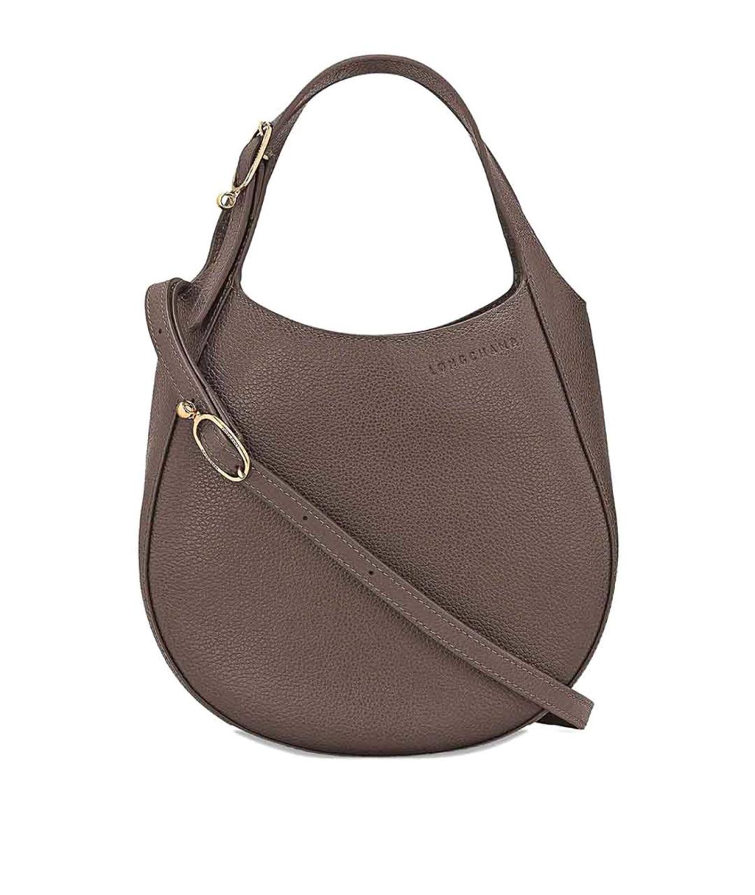LONGCHAMP Серая кожаная сумка с короткими ручками, фото 1