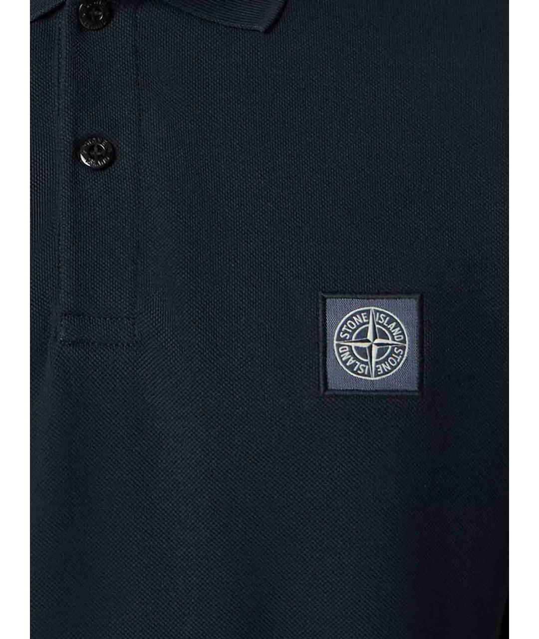 STONE ISLAND Синее хлопковое поло с коротким рукавом, фото 3