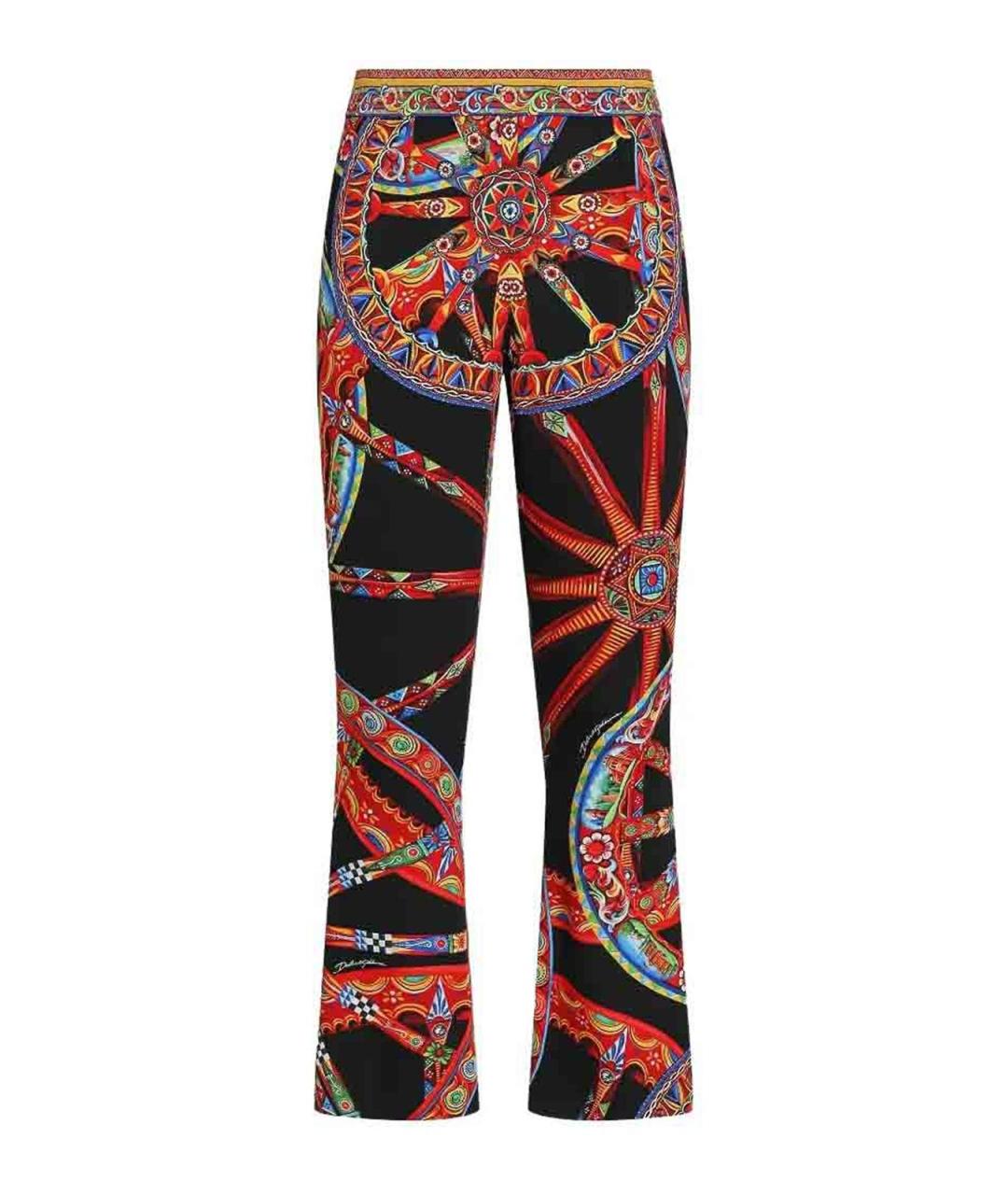 DOLCE&GABBANA Мульти шелковые прямые брюки, фото 1