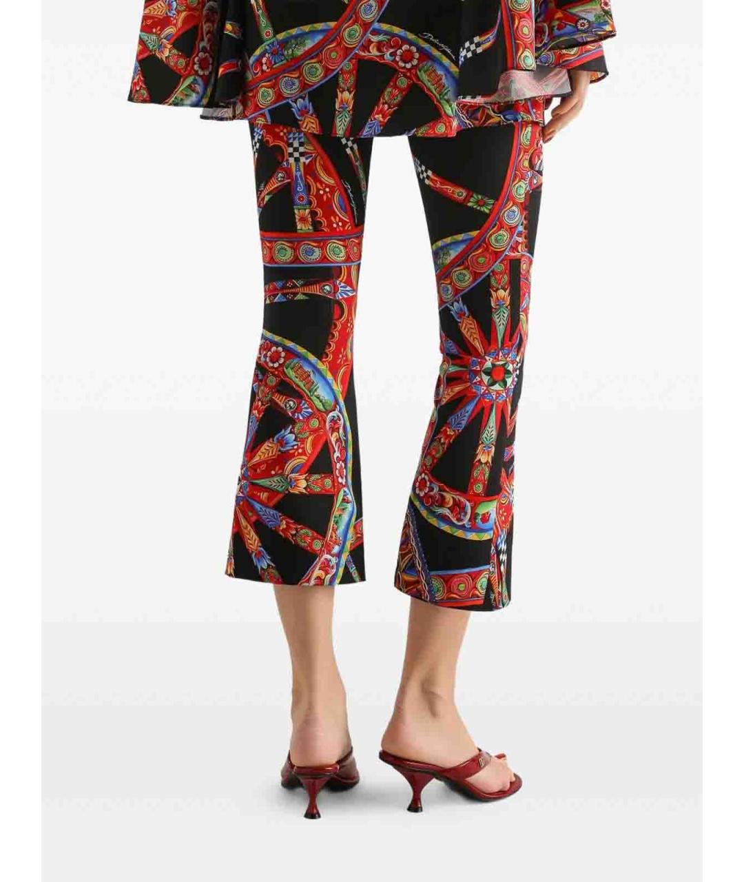 DOLCE&GABBANA Мульти шелковые прямые брюки, фото 5
