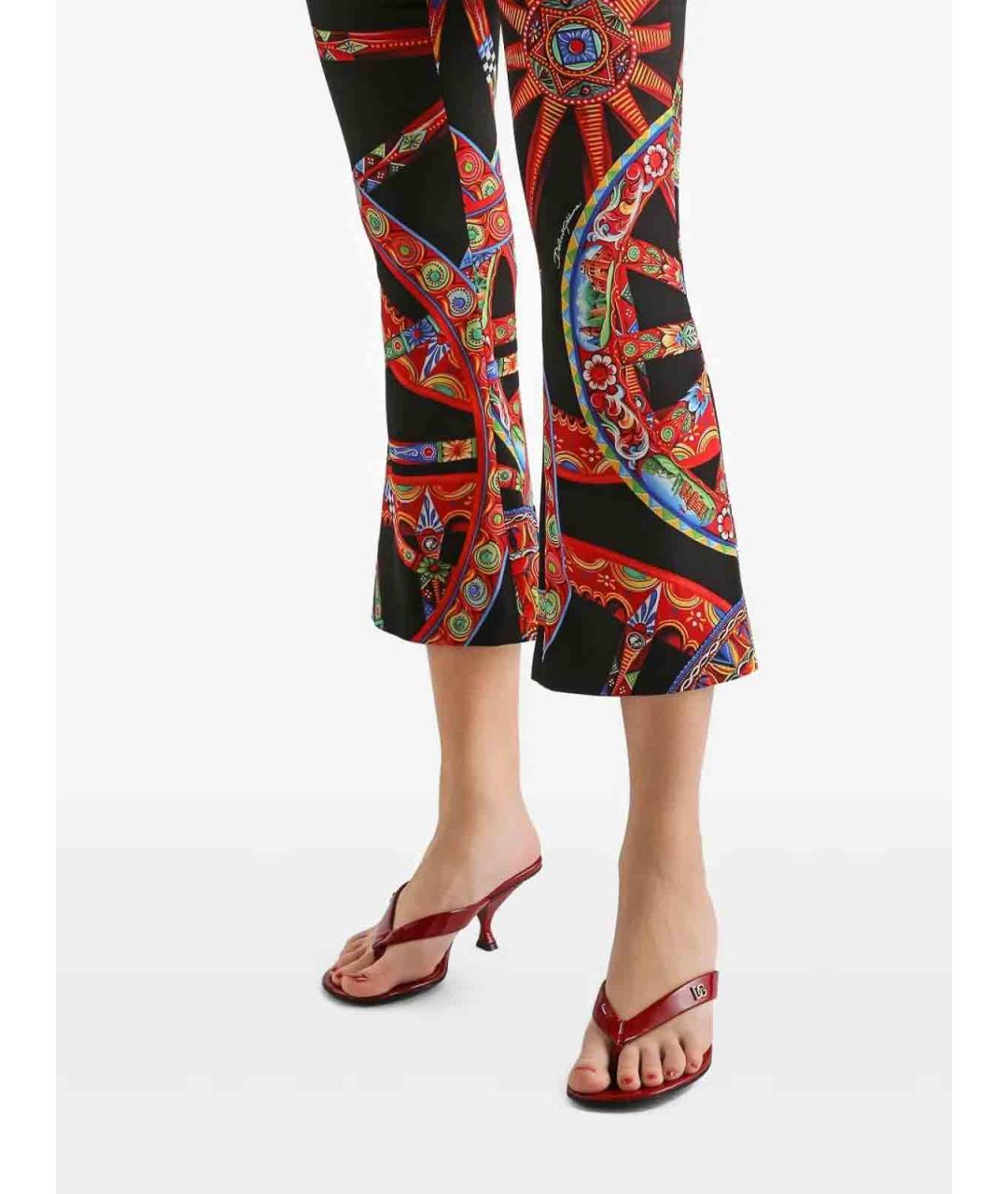 DOLCE&GABBANA Мульти шелковые прямые брюки, фото 4