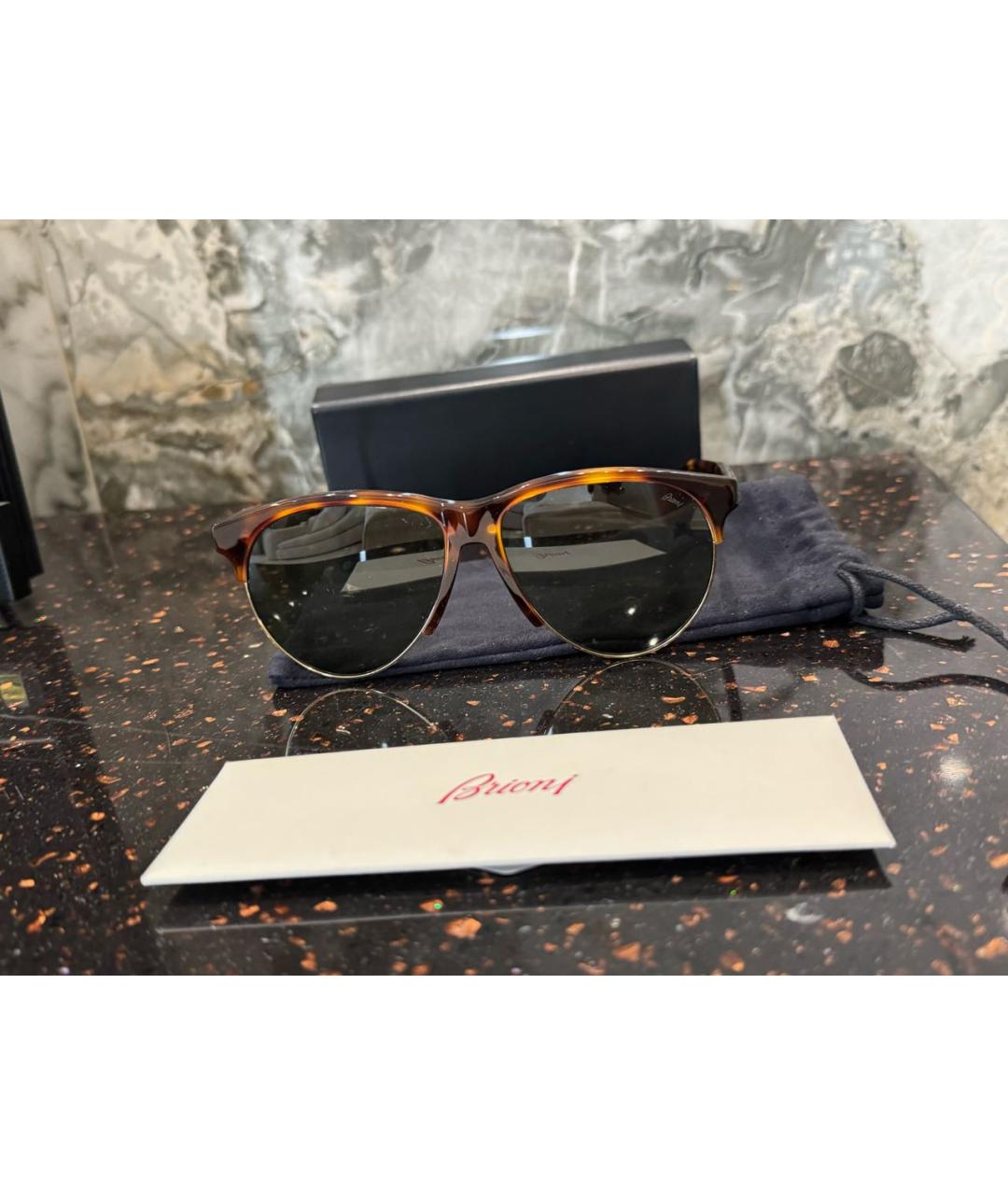 BRIONI Коричневые пластиковые солнцезащитные очки, фото 3