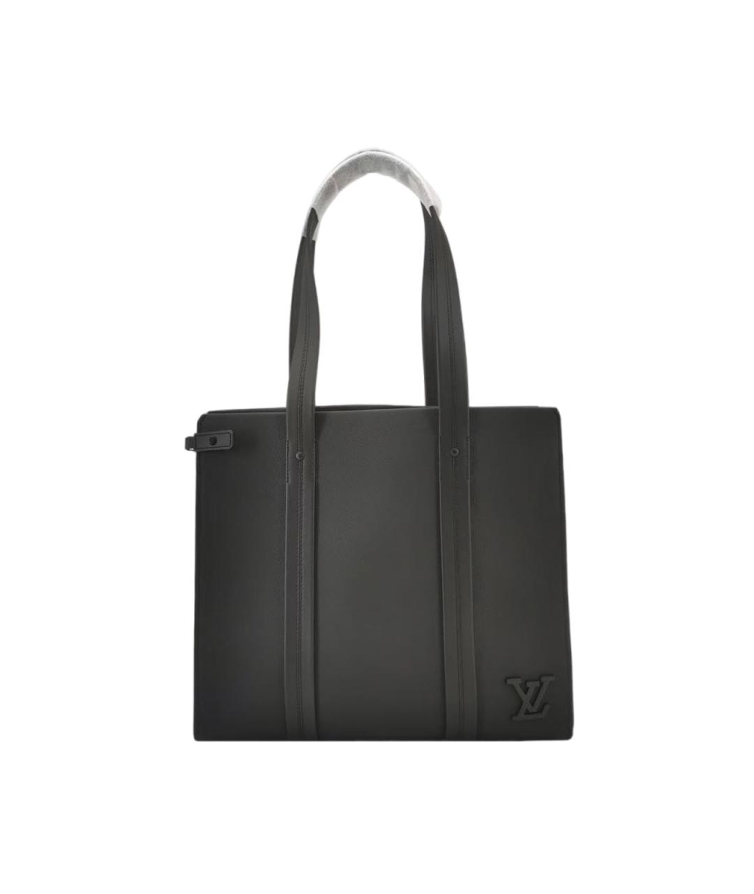LOUIS VUITTON Черная кожаная сумка тоут, фото 6