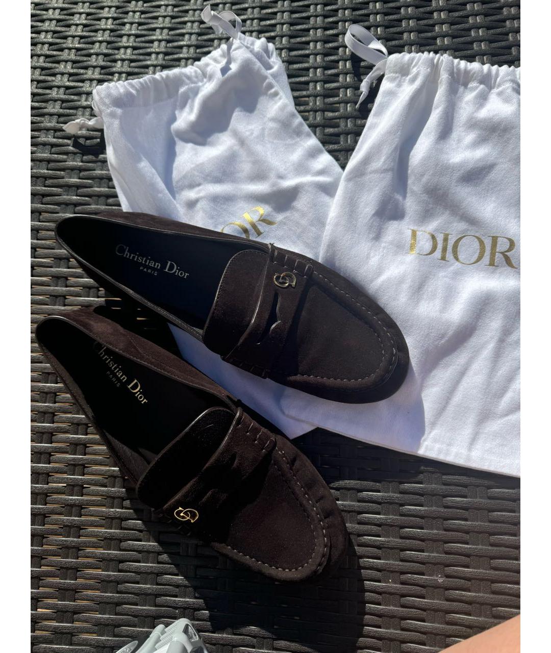 CHRISTIAN DIOR Коричневые замшевые лоферы, фото 3