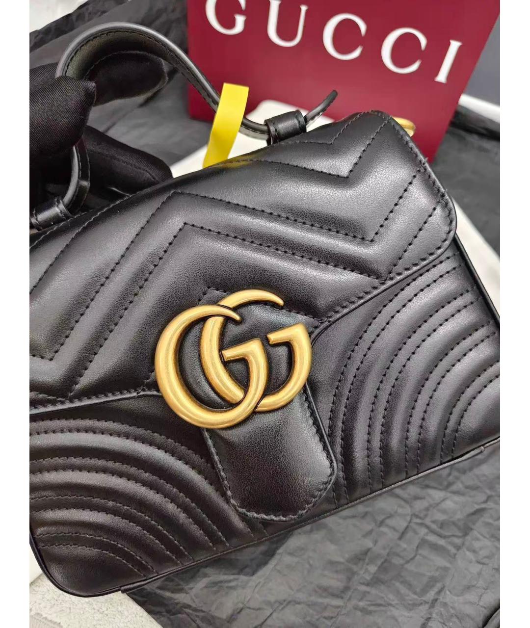 GUCCI Черная кожаная сумка через плечо, фото 5