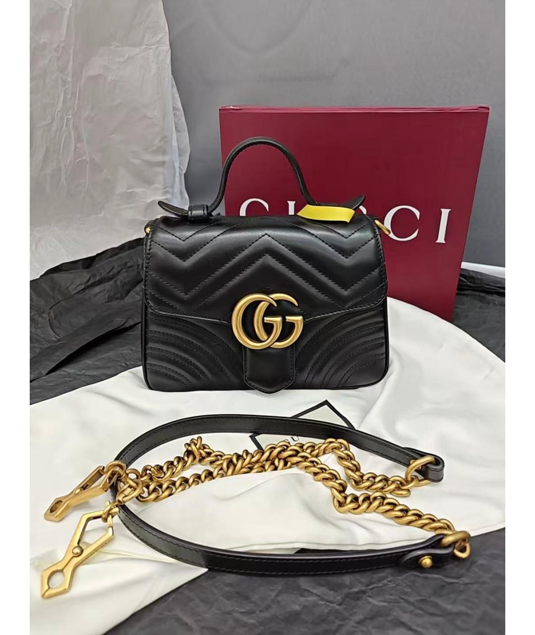 GUCCI Черная кожаная сумка через плечо, фото 2