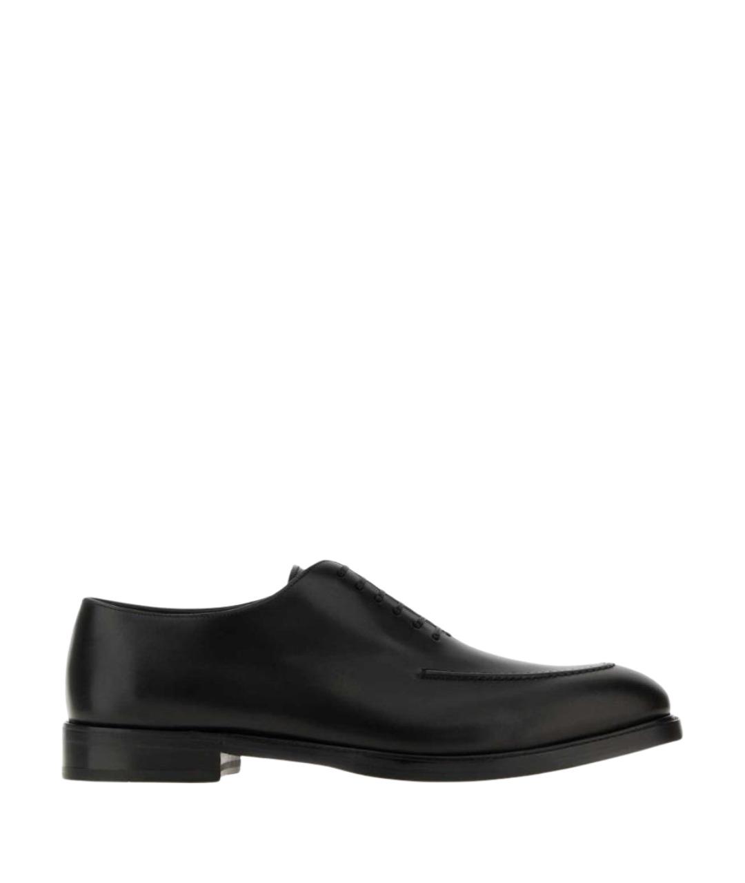 FERRAGAMO Черные кожаные низкие ботинки, фото 1