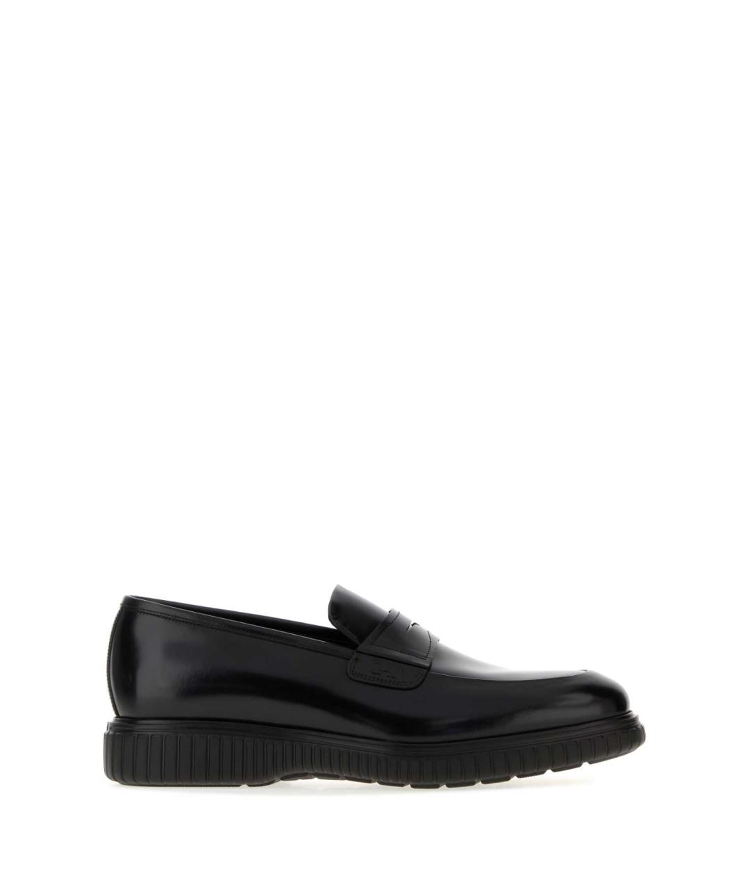 FERRAGAMO Черные кожаные лоферы, фото 1