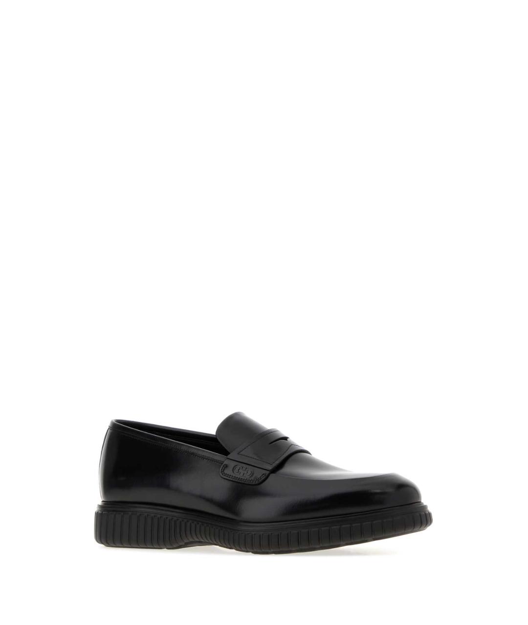 FERRAGAMO Черные кожаные лоферы, фото 2
