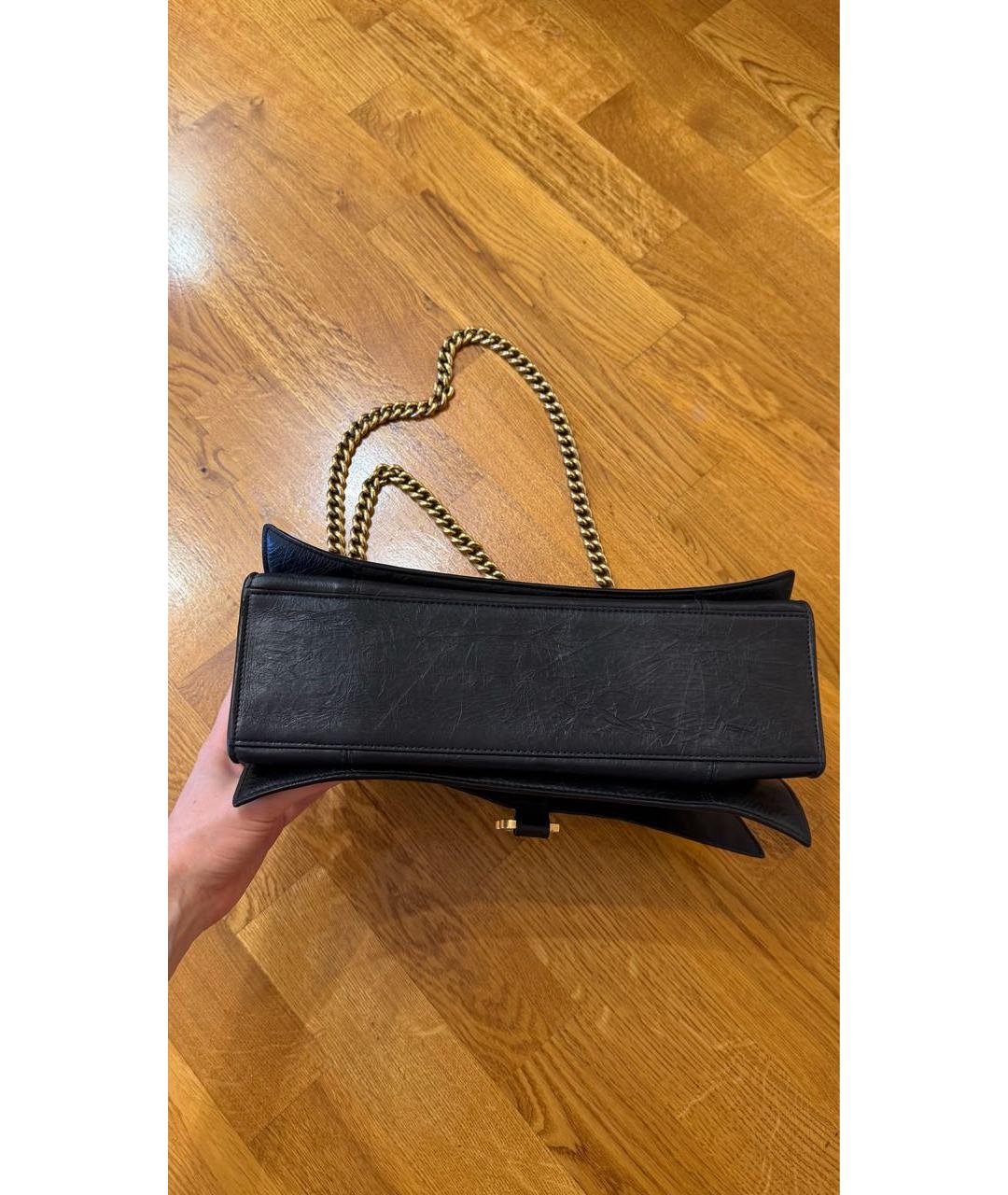 BALENCIAGA Черная кожаная сумка через плечо, фото 3