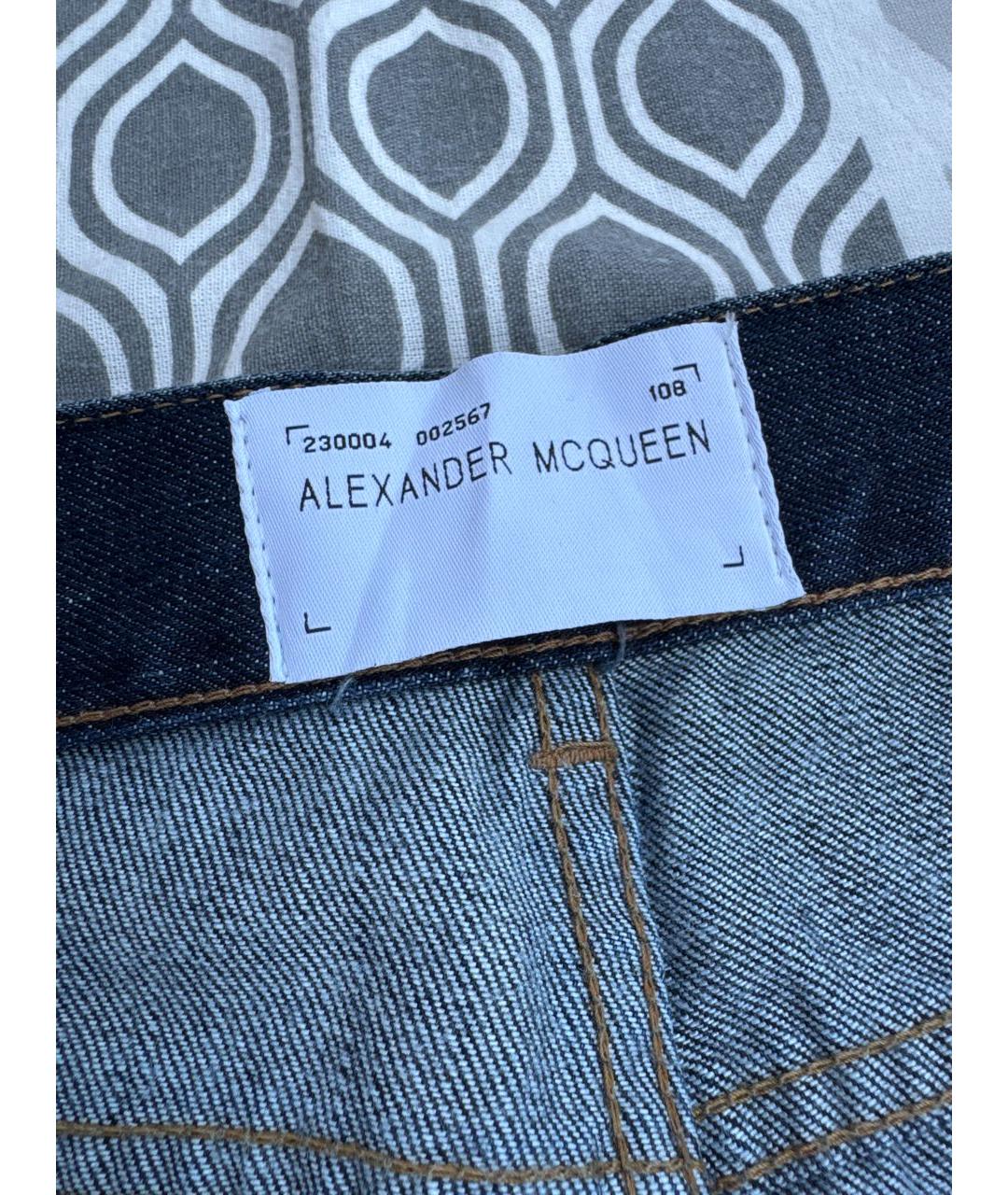 ALEXANDER MCQUEEN Синие хлопковые прямые джинсы, фото 3