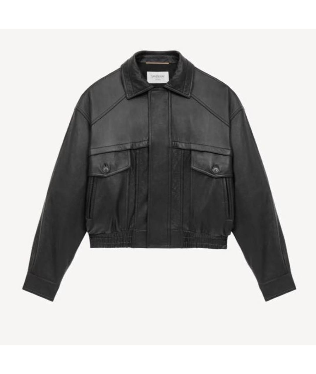 SAINT LAURENT Черная кожаная куртка, фото 2