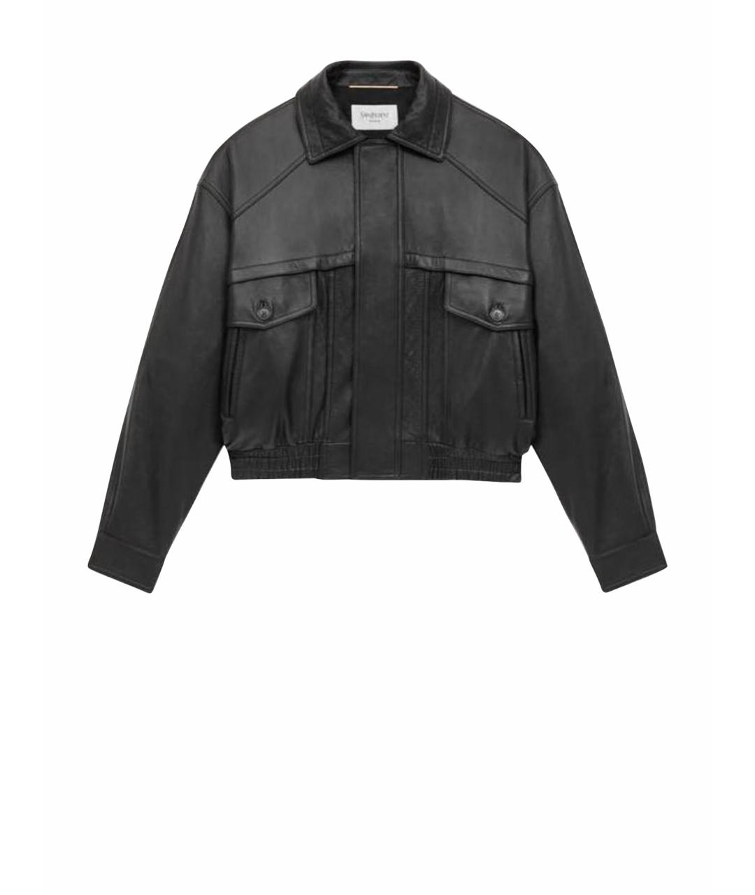 SAINT LAURENT Черная кожаная куртка, фото 1