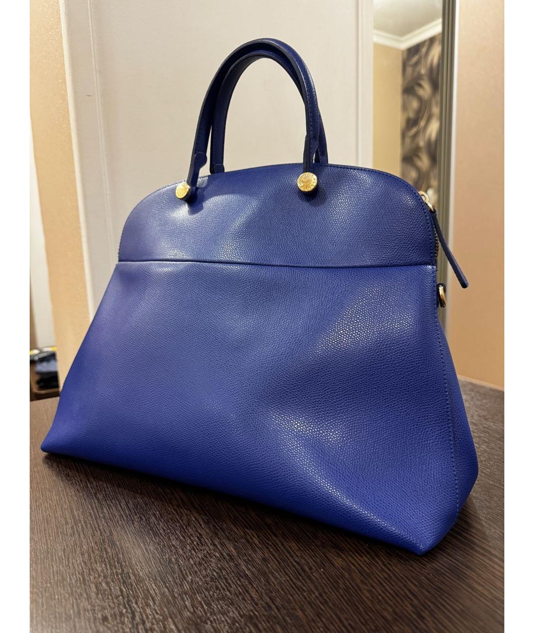 FURLA Синяя кожаная сумка с короткими ручками, фото 9