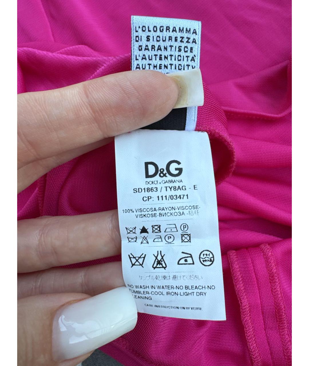 DOLCE&GABBANA Розовое вискозное повседневное платье, фото 5