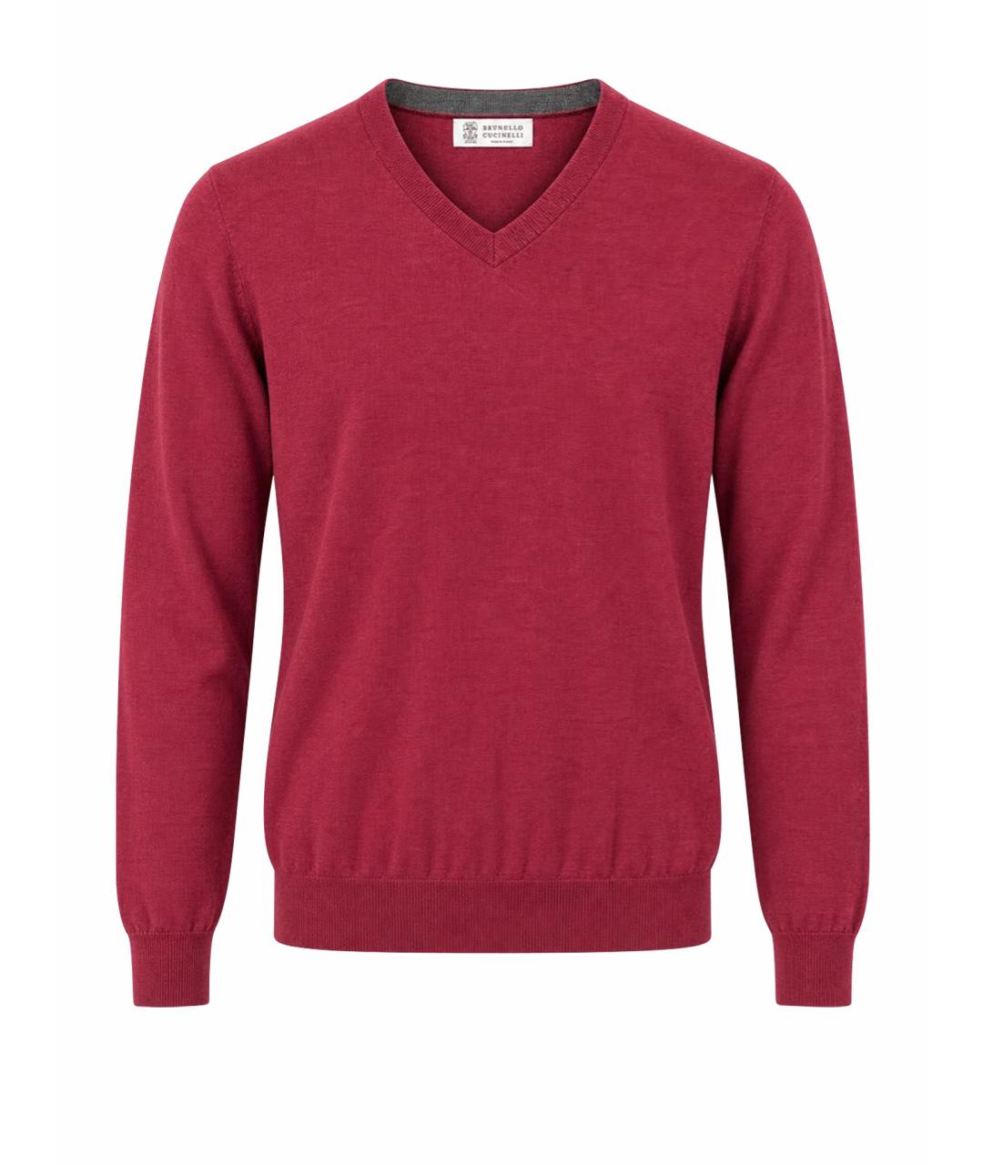BRUNELLO CUCINELLI Бордовый хлопковый джемпер / свитер, фото 1