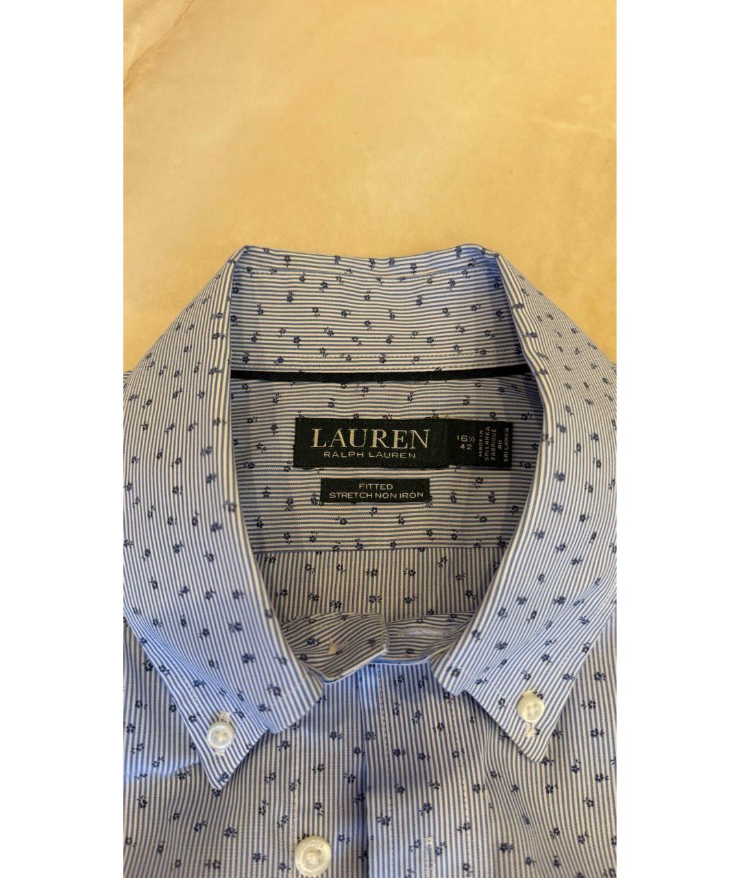 RALPH LAUREN Голубая хлопковая классическая рубашка, фото 2