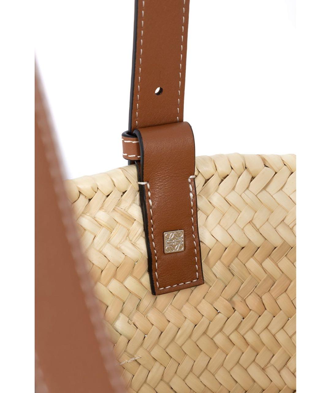 LOEWE Бежевая рафиевая пляжная сумка, фото 3