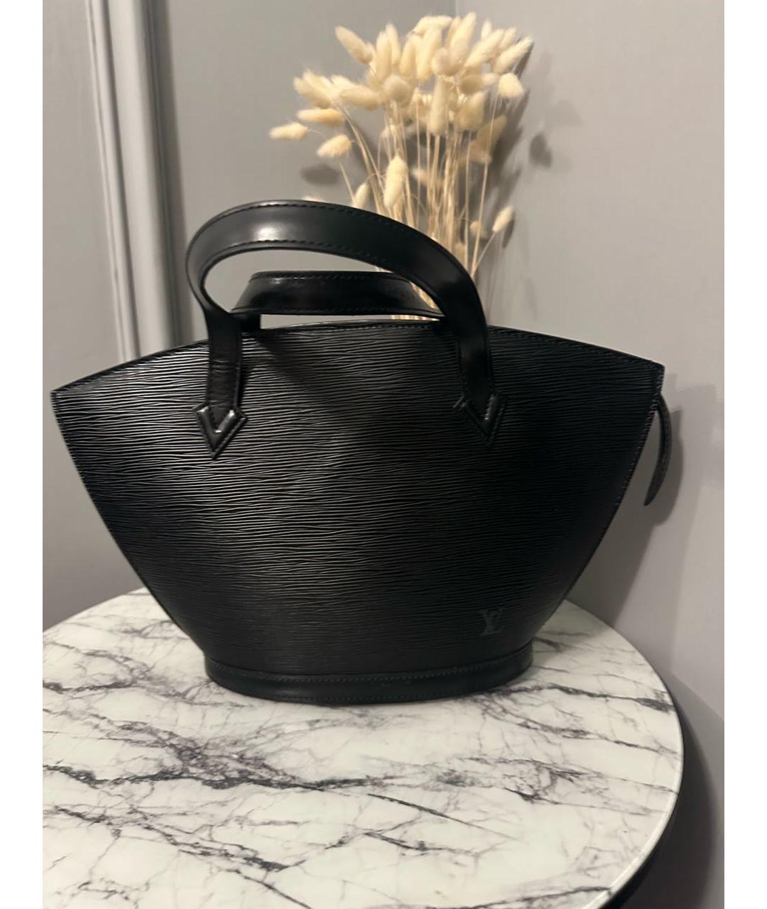LOUIS VUITTON Черная кожаная сумка с короткими ручками, фото 4