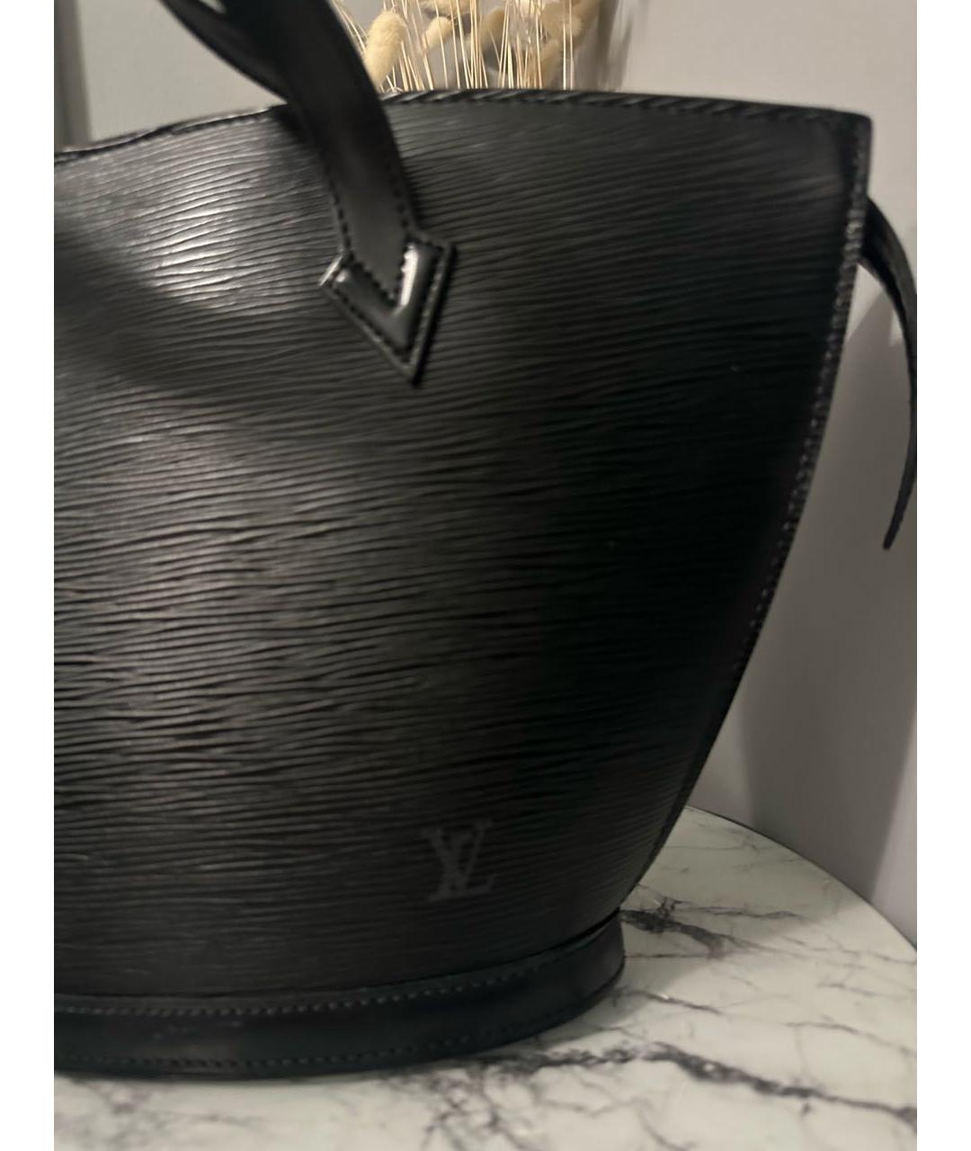 LOUIS VUITTON Черная кожаная сумка с короткими ручками, фото 5