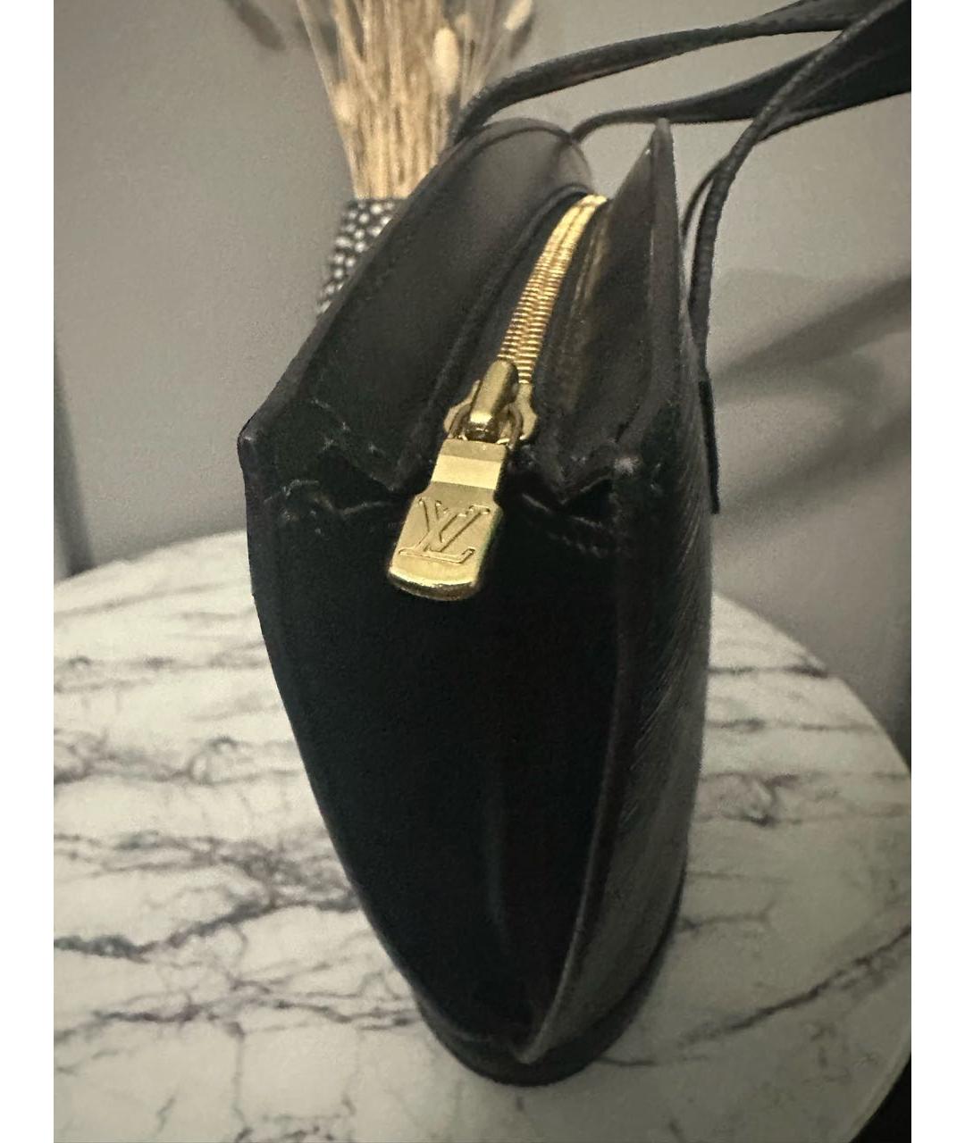 LOUIS VUITTON Черная кожаная сумка с короткими ручками, фото 7