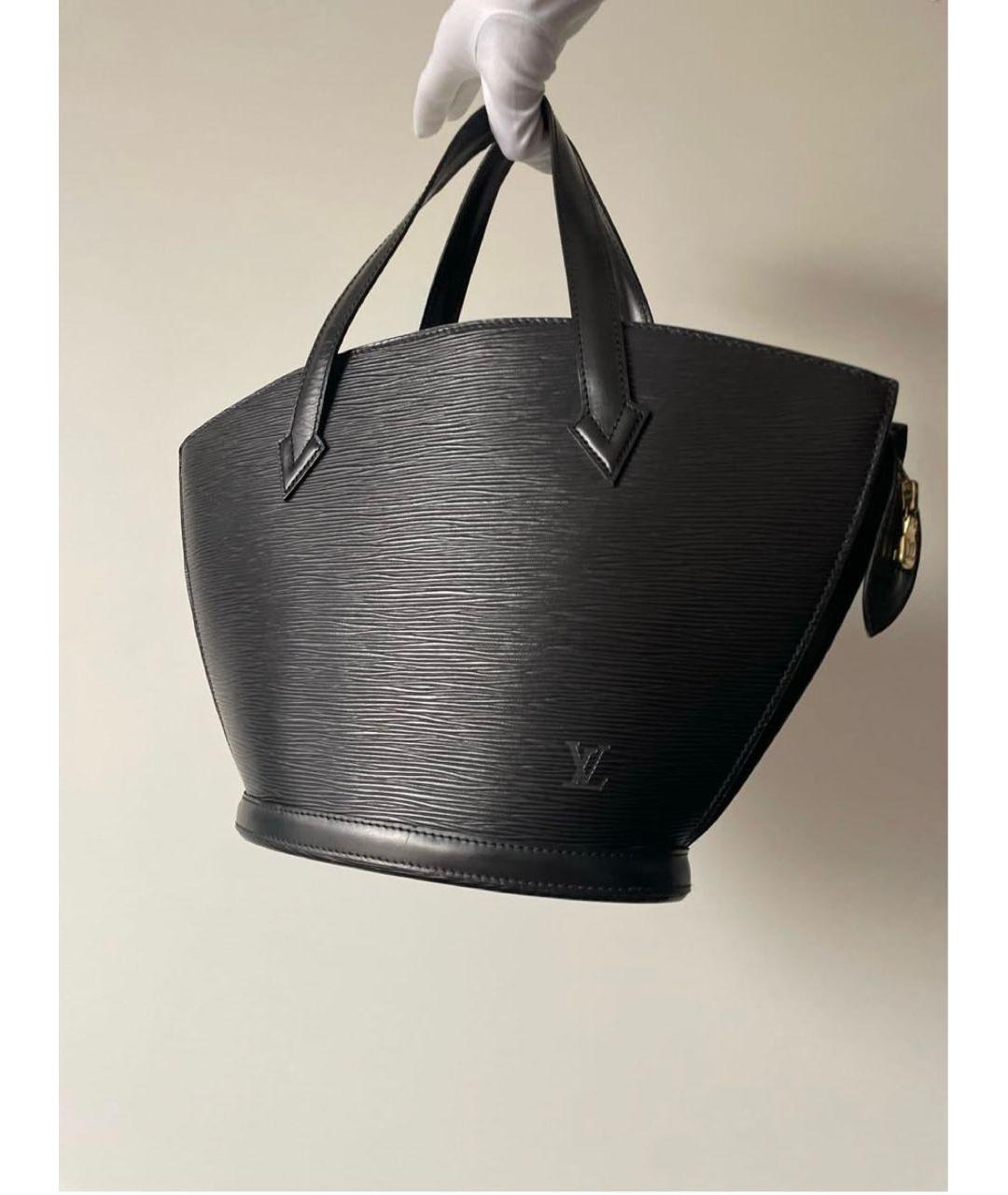 LOUIS VUITTON Черная кожаная сумка с короткими ручками, фото 2