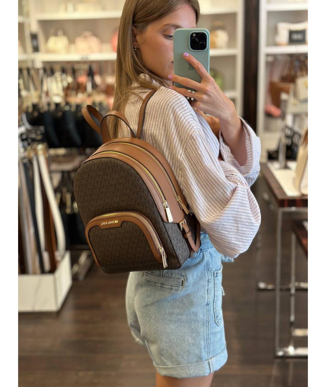 MICHAEL KORS Коричневый рюкзак из канвы, фото 3