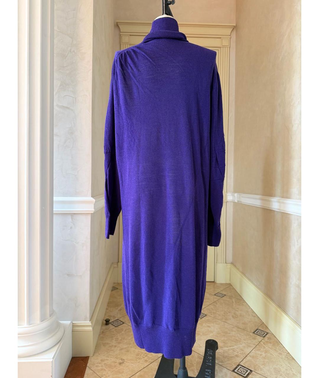 SACAI Фиолетовое шерстяное повседневное платье, фото 2