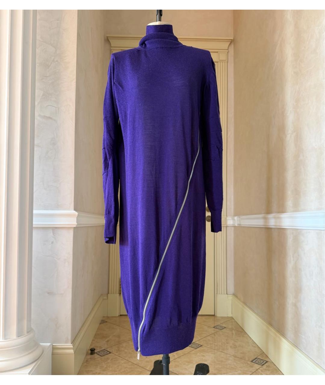 SACAI Фиолетовое шерстяное повседневное платье, фото 8