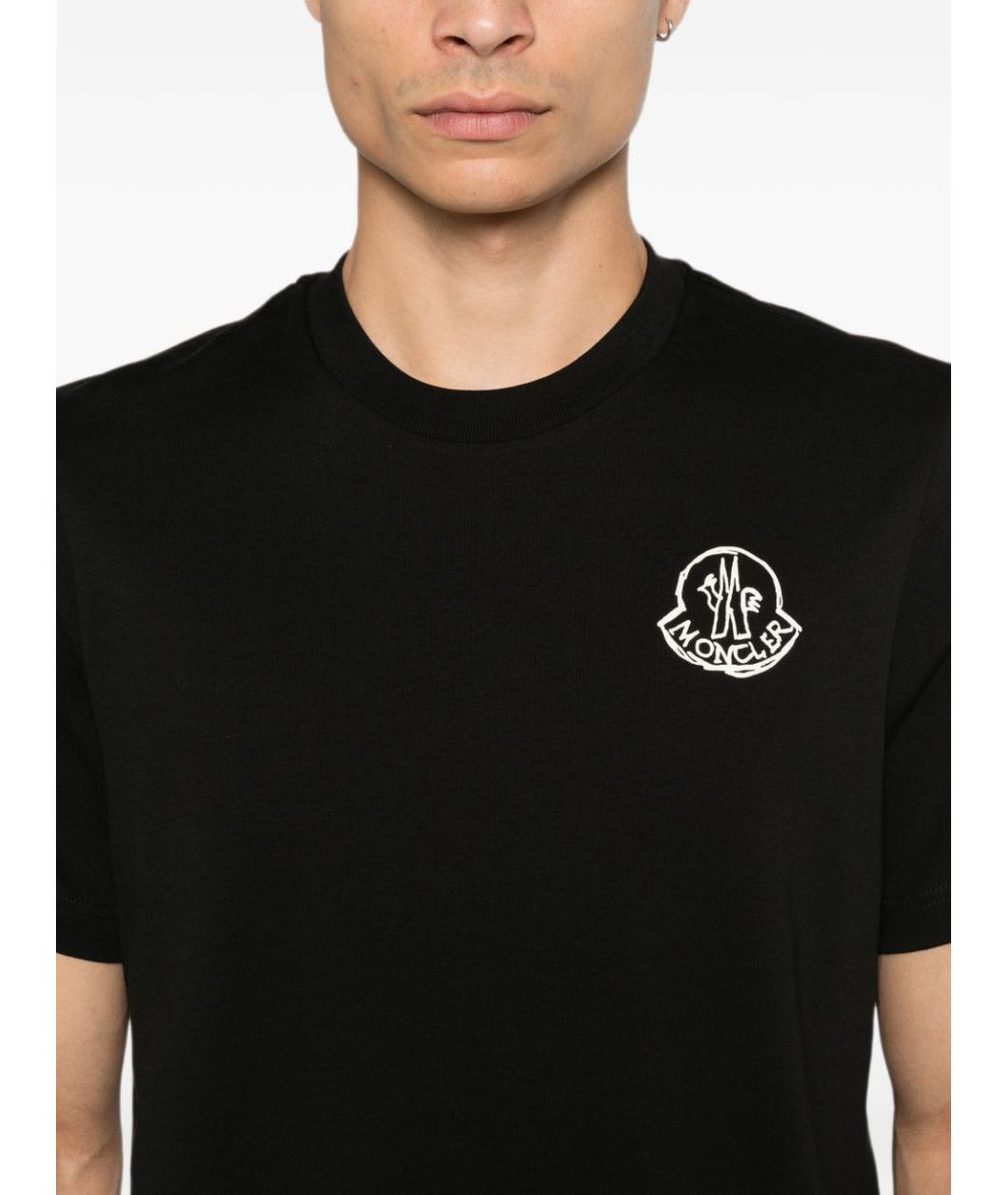 MONCLER Черная хлопковая футболка, фото 3