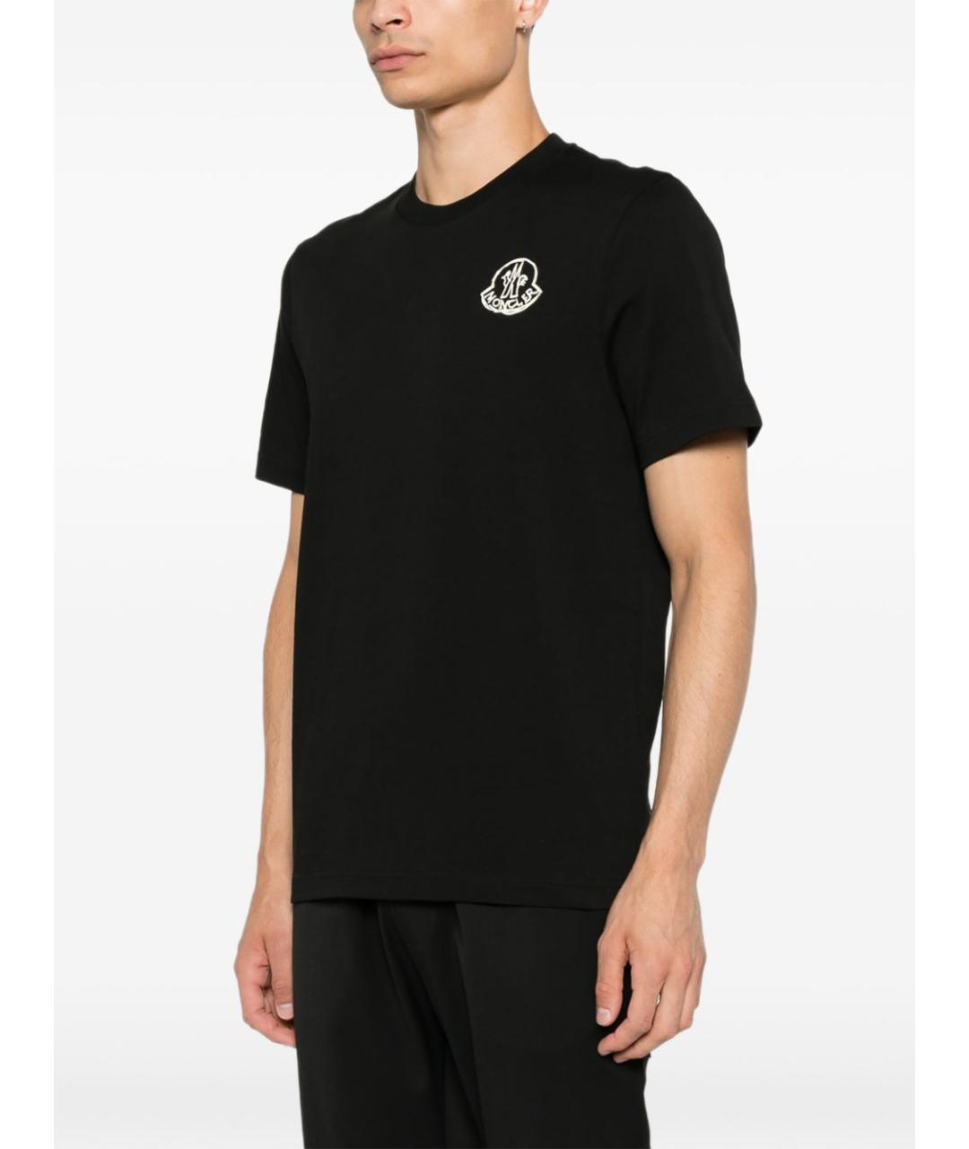 MONCLER Черная хлопковая футболка, фото 5