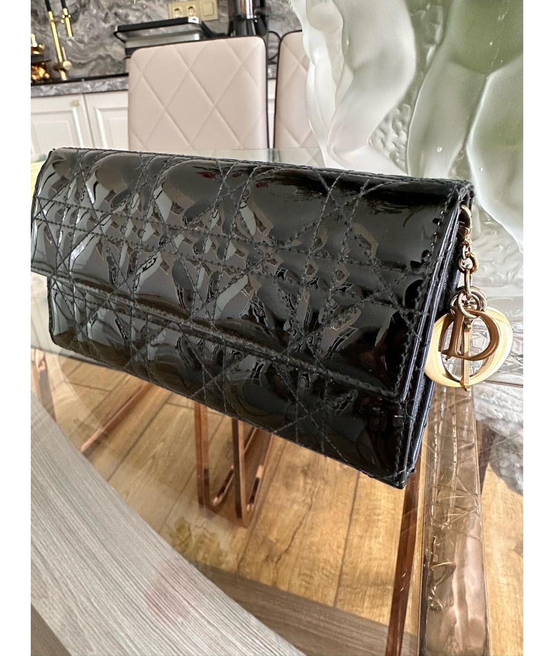 CHRISTIAN DIOR Черный кожаный кошелек, фото 2