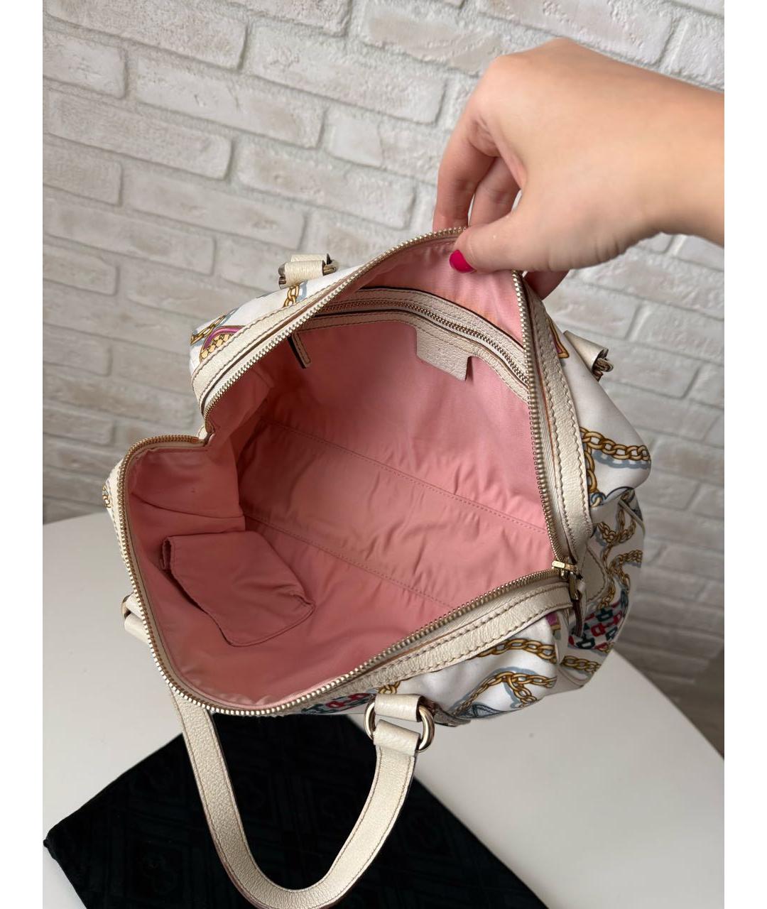 GUCCI Белая кожаная сумка с короткими ручками, фото 4
