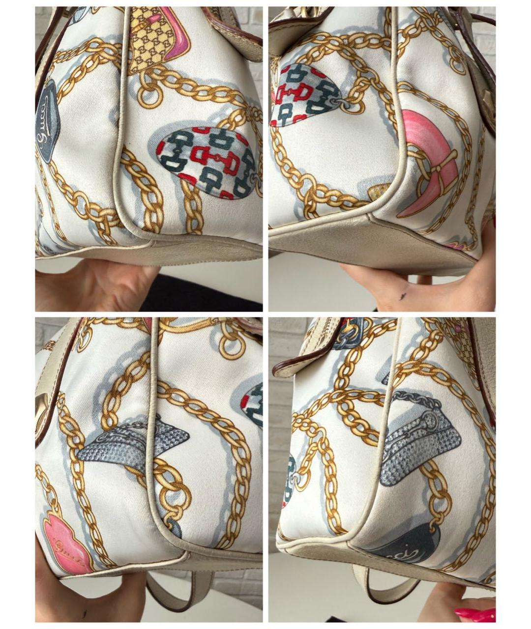 GUCCI Белая кожаная сумка с короткими ручками, фото 5