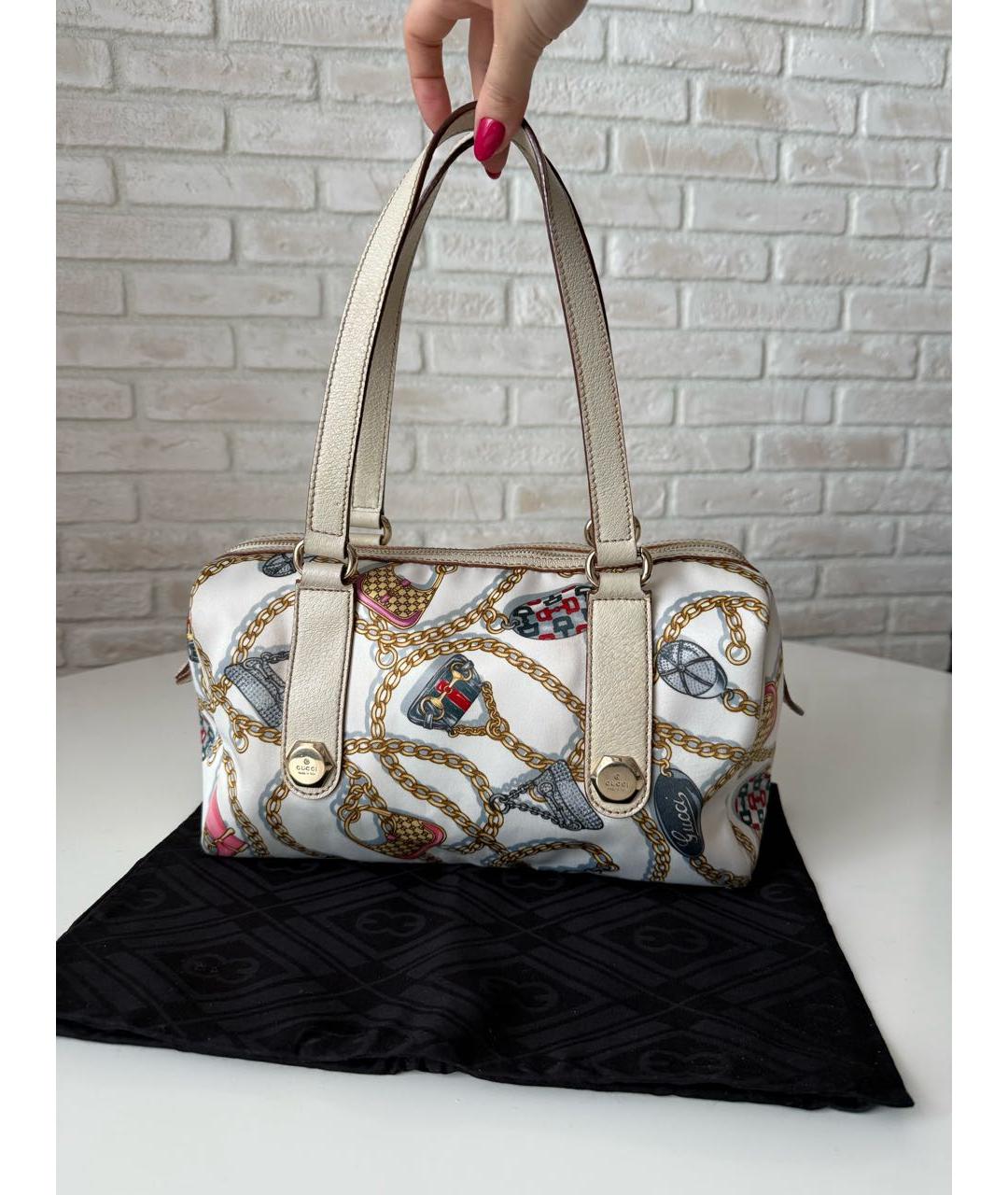 GUCCI Белая кожаная сумка с короткими ручками, фото 9